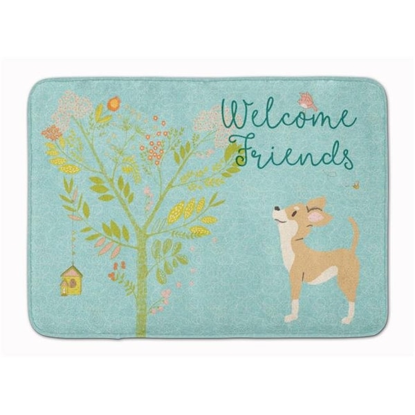 Carolines Treasures Carolines Treasures BB7628RUG Welcome Friends Brown White Chihuahua Machine Washable Memory Foam Mat BB7628RUG - main
